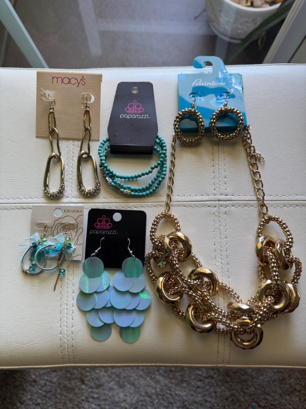 Macy's Gold earrings, earrings & necklace, Turquoise earrings and bracelet